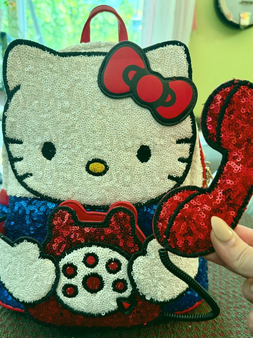 Loungefly Hello Kitty 50th Sequin Phone Mini Backpack + Wallet Set NWT Sanrio